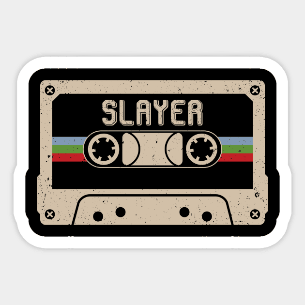 Personalized Slayer Name Birthday Vintage Cassette Tape Sticker by Horton Cyborgrobot